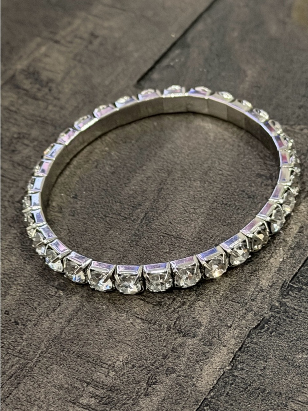 Silver Tone Crystal Tennis Bracelet - Women's Jewelry